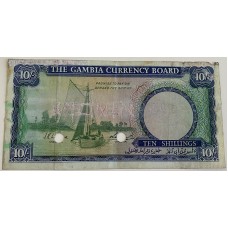 GAMBIA 1965 . TEN 10 SHILLINGS BANKNOTE . SPECIMEN
